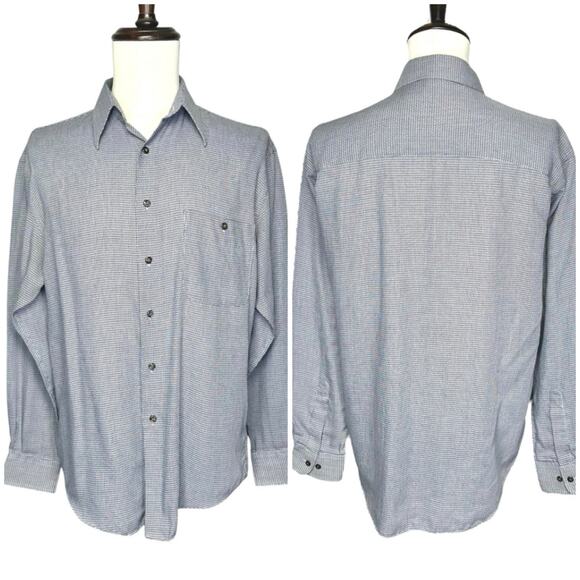 Yves Saint Laurent | Crosshatch Pattern Light Button Up Dress Shirt | Medium - Picture 1 of 13